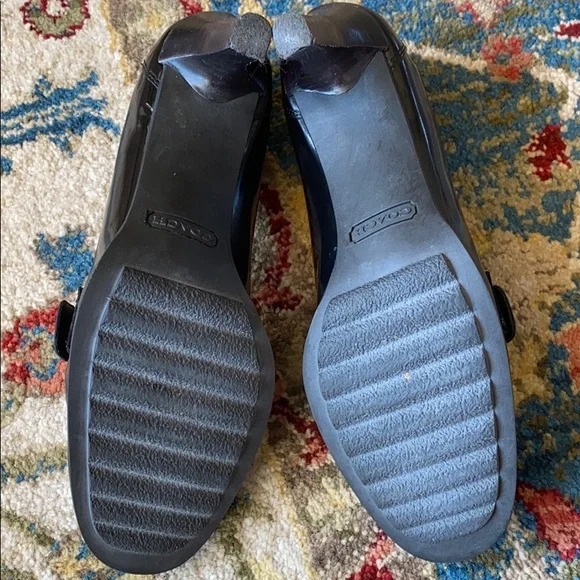 Coach Black Patent Leather Heeled Loafers - Picture 6 of 7